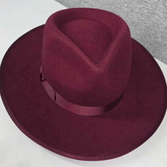 GIGI PIP MONROE 100% AUSTRALIAN WOOL WIDE BRIM FEDORA – WINE – SIZE 57-59+ - Picture 6 of 14